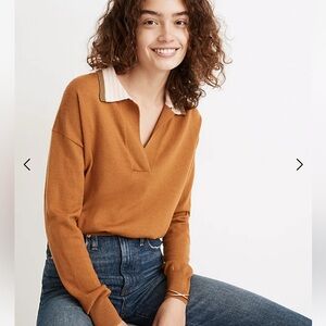 Madewell Colorblock Polo Sweater In Golden Sunset